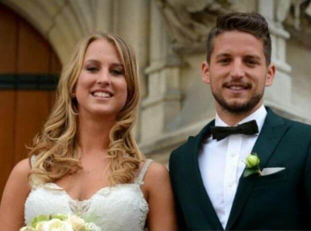 Katrin Kerkhofs with her husband Dries Mertens at their wedding.
